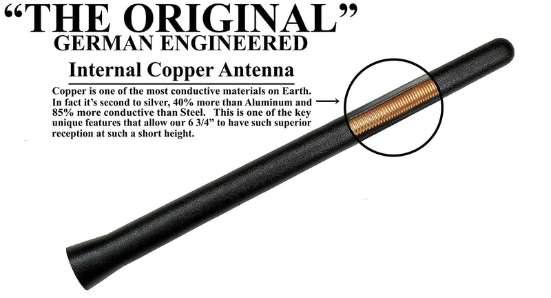 AntennaMastsRus - The Original 6 3/4 Inch is Compatible with Saturn Sky (2007-2010) - Car Wash Proof Short Rubber Antenna - Internal Copper Coil - Premium Reception - German Engineered 6 3/4" Inch - PREMIUM CHOICE Black