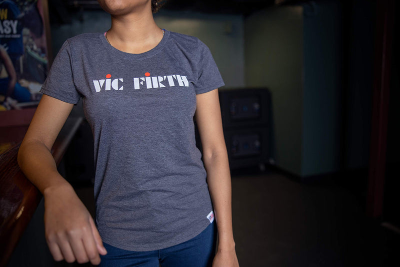 Vic Firth Logo Women's Charcoal Grey T-Shirt - Size L