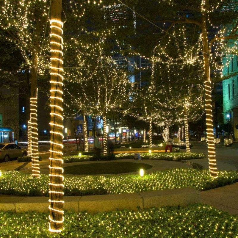 RcStarry 30M 300 LED Rope Lights, 8 Modes, Timer, Remtoe, Plug in Indoor Outdoor String Lights, Warm White, IP65 Waterproof Fairy Lights for Garden, Patio, Deck, Landscape Lighting, Bedroom and More 100ft-Plug In