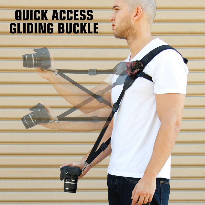 USA GEAR Camera Sling Shoulder Strap with Adjustable Neoprene, Safety Tether, Accessory Pocket, Quick Release Buckle - Compatible with Canon, Nikon, Sony and More DSLR and Mirrorless Cameras (Floral) Floral