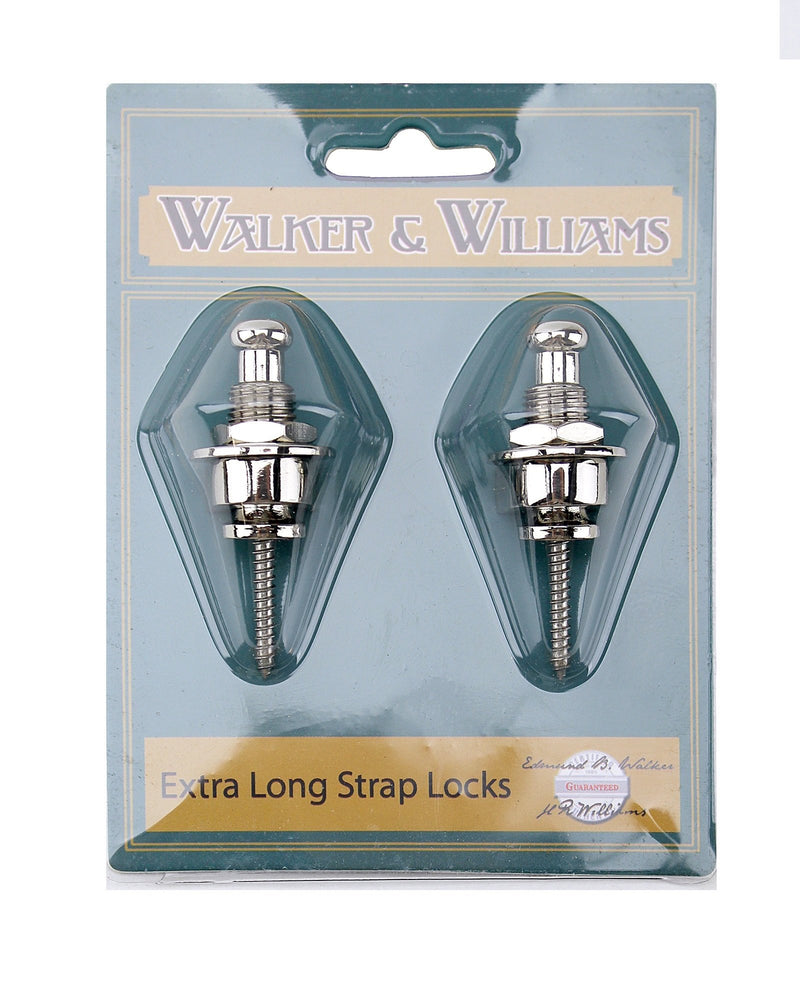 Walker & Williams Extra Long Deep Barrel Strap Locks for Thick Guitar Straps