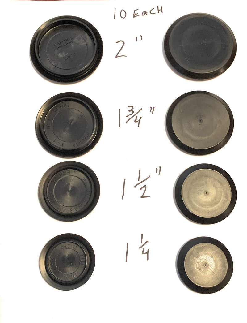 (Lot of 40) CAPLUGS | Flush Mount Black Hole Panel Plugs | Assorted"10 Each" (1-1/4", 1-1/2", 1-3/4", 2") for Auto Body and Sheet Metal Thickness Range 03 - .08 Inch by TOP SECRET PDR