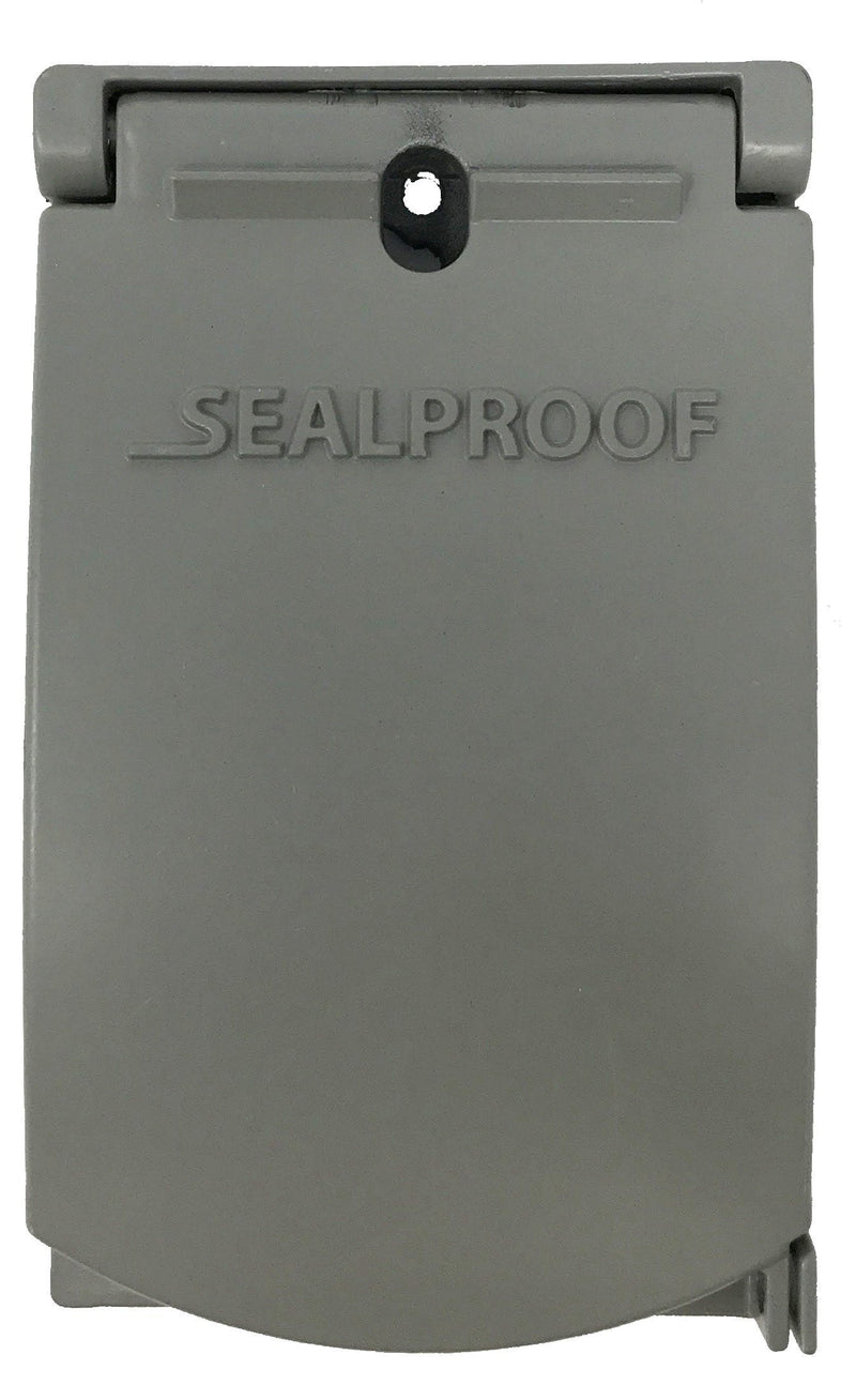 Sealproof 1-Gang Vertical Weatherproof Outdoor Metal Flat Outlet Cover, Single Gang Electrical Power Receptacle Protector, UL Listed, 4-in1, Gray Grey