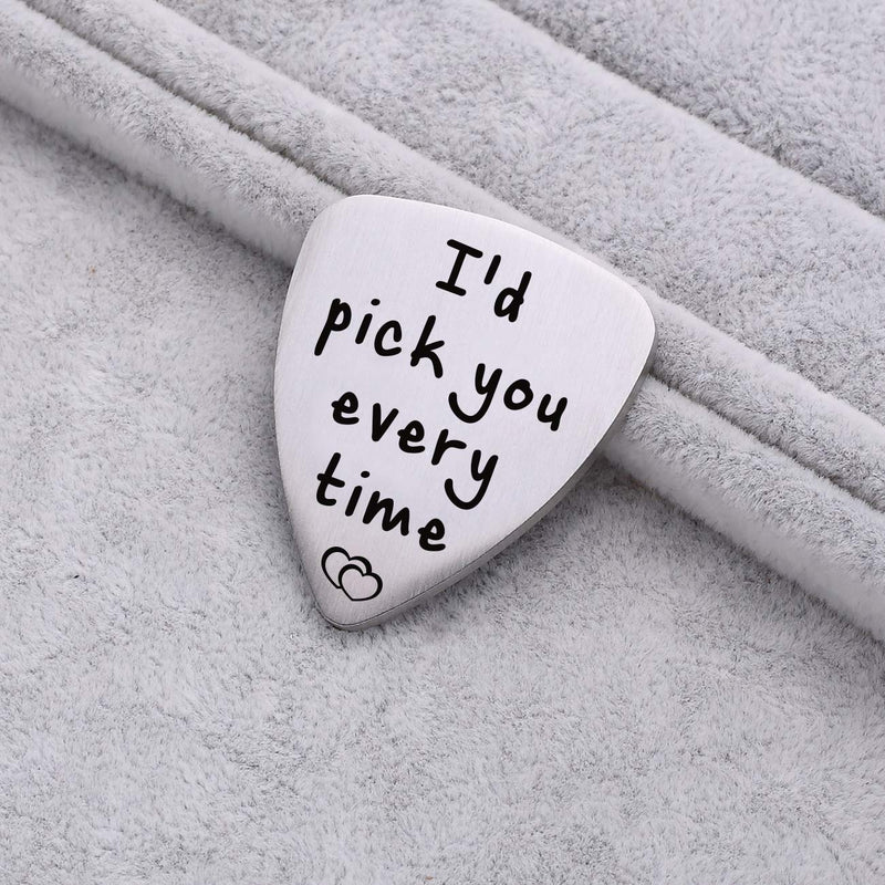 Anniversary Gifts for Him Men, I'd Pick You Every Time Musical Guitar Pick Jewelry Gift for Husband Boyfriend Fiance Dad