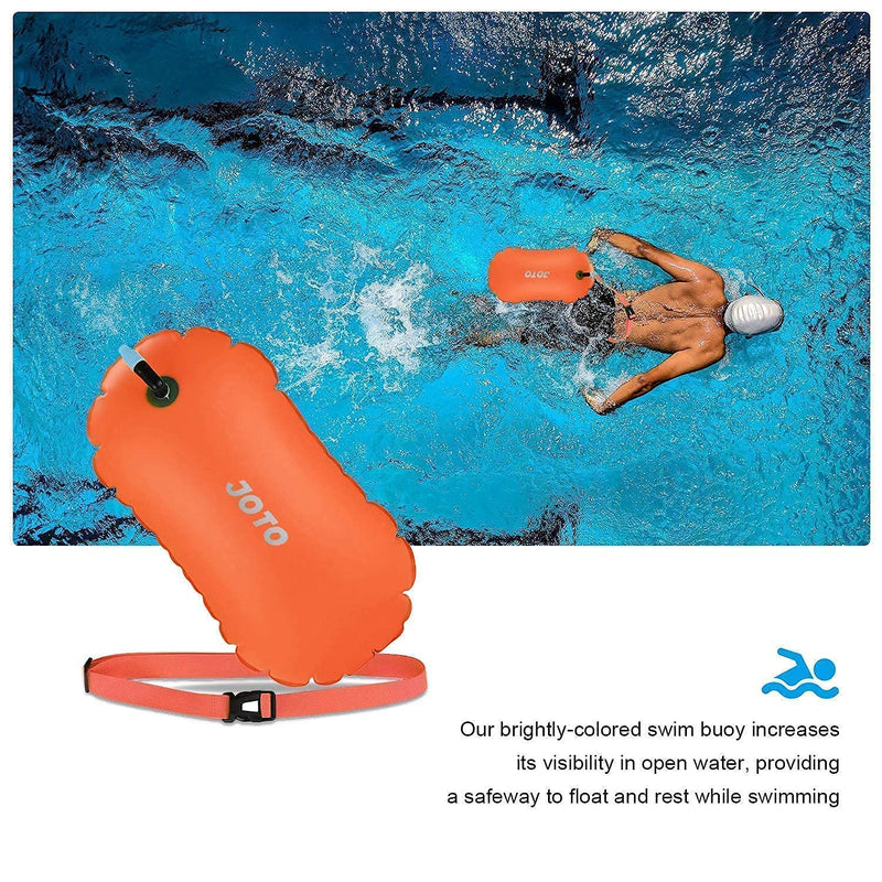 JOTO Universal Waterproof Pouch Phone Dry Bag Bundle with 2 Pack Swim Buoy Float Swimming Bubble Safety Float for Open Water Swimming, Safe Swim Training, Triathletes