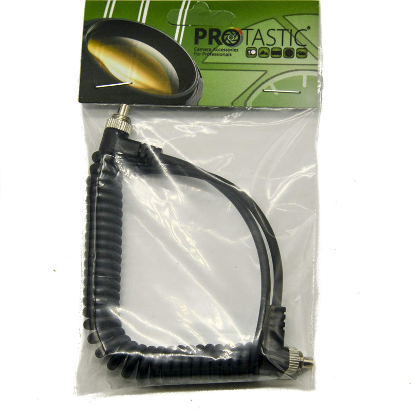 PROtastic Flash Sync Cable : Male Pc to Male Pc Coiled Cable, 30Cm - 100Cm Long.