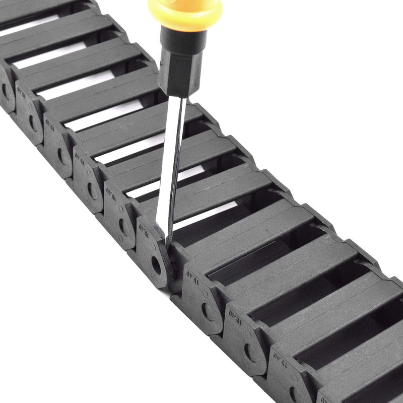 Plastic Drag Chain Cable Carrier Closed Type with End Connectors R28 15 x 40mm L1000mm for Electrical CNC Router Machines
