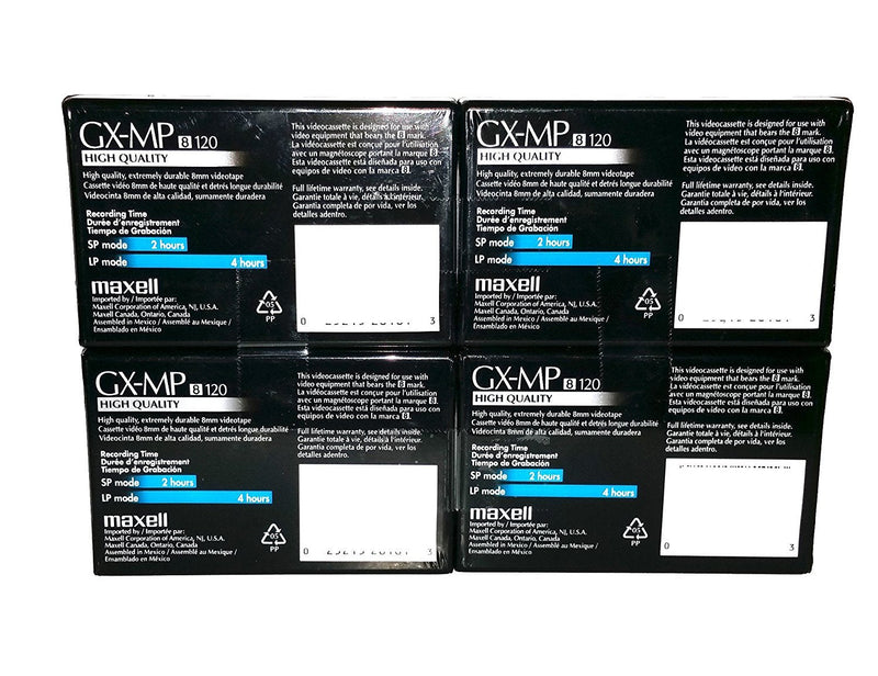 Maxell 8mm GX-MP 120 Video Camcorder tapes (4-pack)