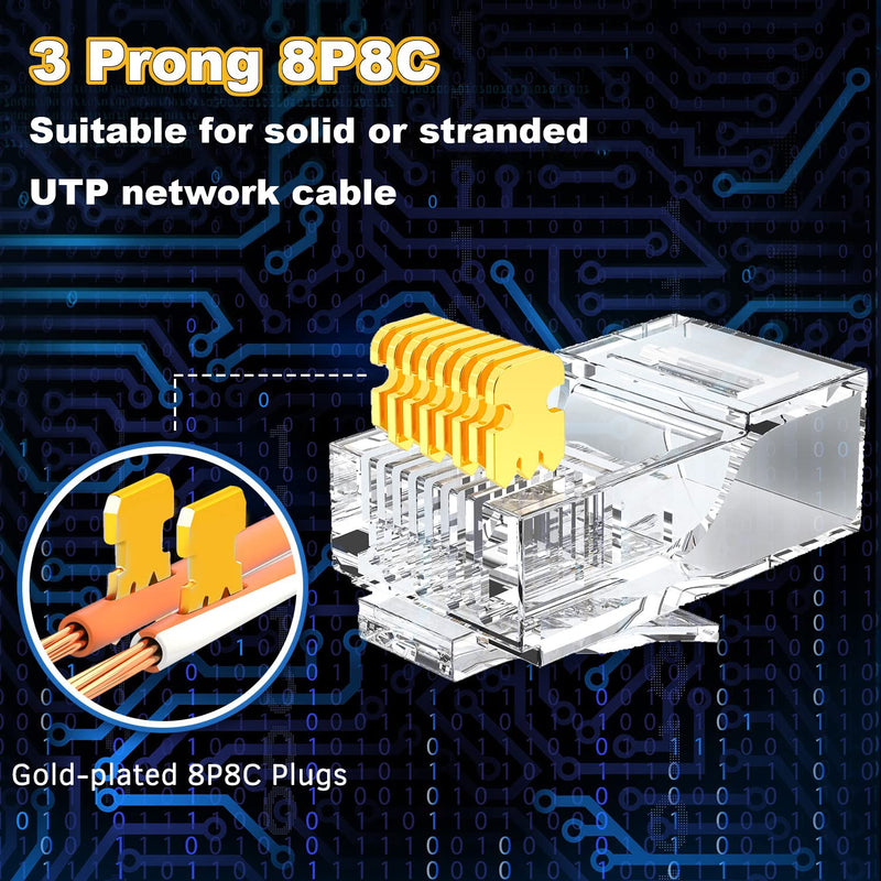 CableGeeker RJ45 Connectors, Standard Modular Plugs, 110-PACK Cat6 Connector, Cat6/Cat5e RJ45 Ends UTP Network Plug for Solid Wire and Standard Cable RJ45 Connector 50μ
