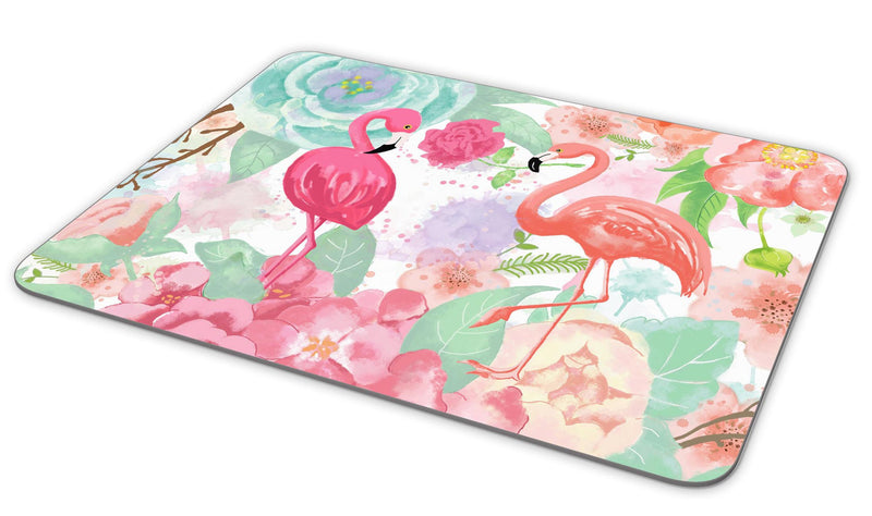 TuMeimei Non-Slip Rubber Mouse Pad， Bright Colors Watercolor Flamingo and Flowers Mouse pad (9.5 inch x 7.9 inch) Mix
