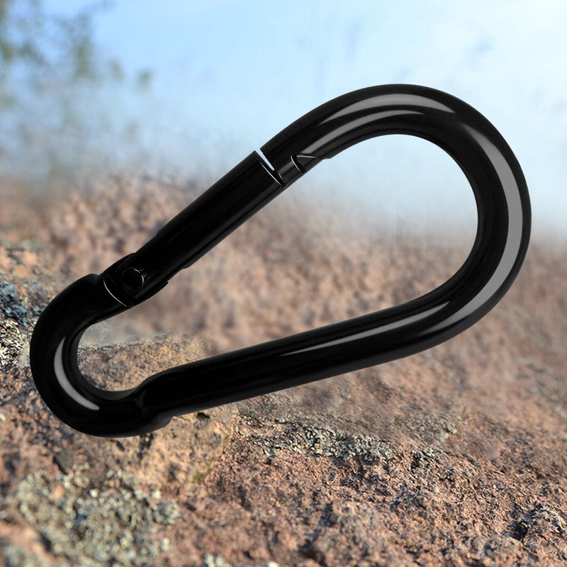 [AUSTRALIA] - LDJZON 3.1 Inch Carabiner Clip, Spring Snap Hook Heavy Duty Key Chain Hook Buckle Carabiner for Keys Swing Set Camping Fishing Traveling Black 2 Pcs 