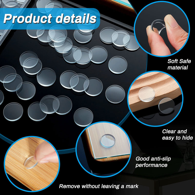 Round Clear Non Adhesive Bumpers Pad Glass Table Top Bumper Anti Slip Pads Clear Bumpers for Glass Table Top (75, 20 x 3 mm) 75