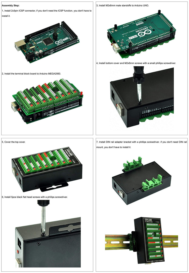 MEGA2560 Screw Terminal Block Breakout Module with Aluminum Enclosure, for Arduino MEGA 2560 R3