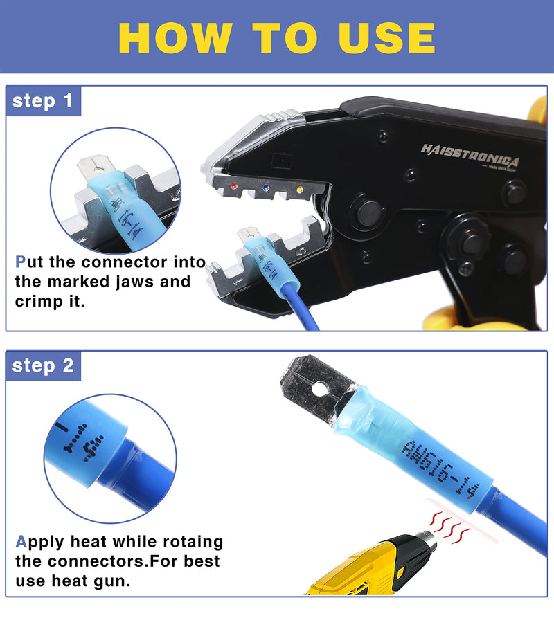 haisstronica 260PCS Heat Shrink Spade Connectors-Electrical Spade Wire Connectors-Quick Disconnect Connectors -Female and Male Spade terminlas for Watercraft,Electronics,Automotive Crimp Connectors 260pcs Female&Male