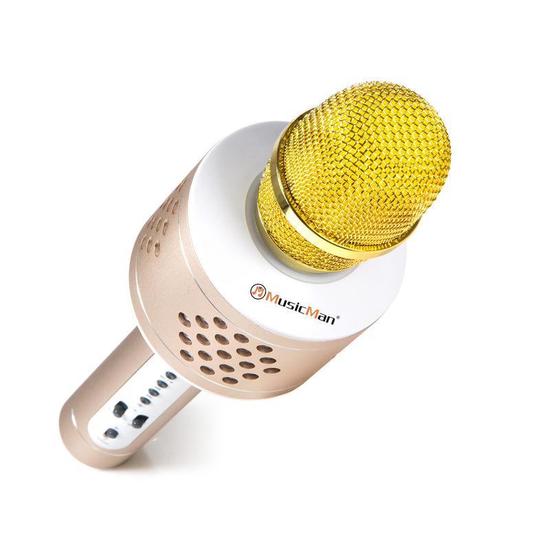 MusicMan 4611 Karaoke Microphone Pro BT X35 (Bluetooth, Compatible with Smartphone, iPhone TWS Function) Gold/Silver Gold Silver