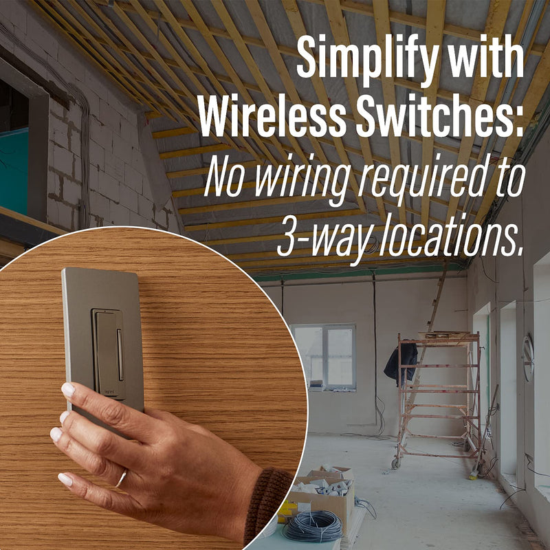 Legrand Radiant® Wireless Smart Switch with Netatmo, Compatible with Alexa, Google Assistant & Apple HomeKit, Nickel, WNRL23NI
