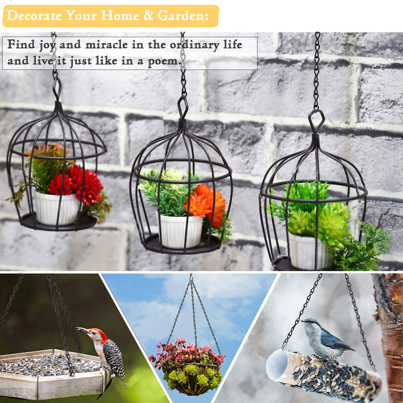 Retro Iron Art Hanging Chain, JUNBEI DIY 195 Inches Adjustable Black Chain Anti-Rust Paint Multi-Purpose Plant Hanging Chain for Hanging Plants, Wild Bird Feeders, Billboards and Decorative Ornaments