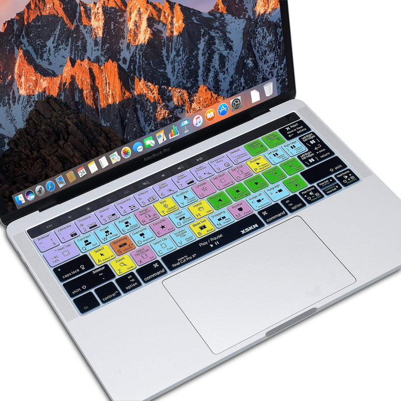 XSKN Final Cut Pro X Silicone Shortcuts Keyboard Skins are Compatible with Touch Bar Models MacBook Pro 13 inch (A2159 A1706 A1989) and 15 inch (A1707 A1990) US & EU Versions