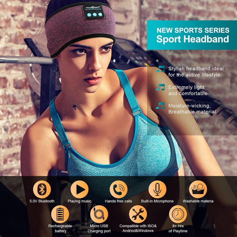 [AUSTRALIA] - MUSICOZY Sleep Headphones Bluetooth Headband Wireless Music Headband Headphones, Earbuds IPX6 Waterproof for Side Sleepers Women Men Workout Running Insomnia Travel Yoga Cool Gadgets Unique Gifts 