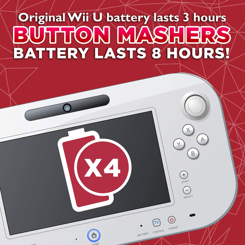Wii U GamePad Long Lasting Replacement Rechargeable 4000MAh Battery Pack by Button Masher