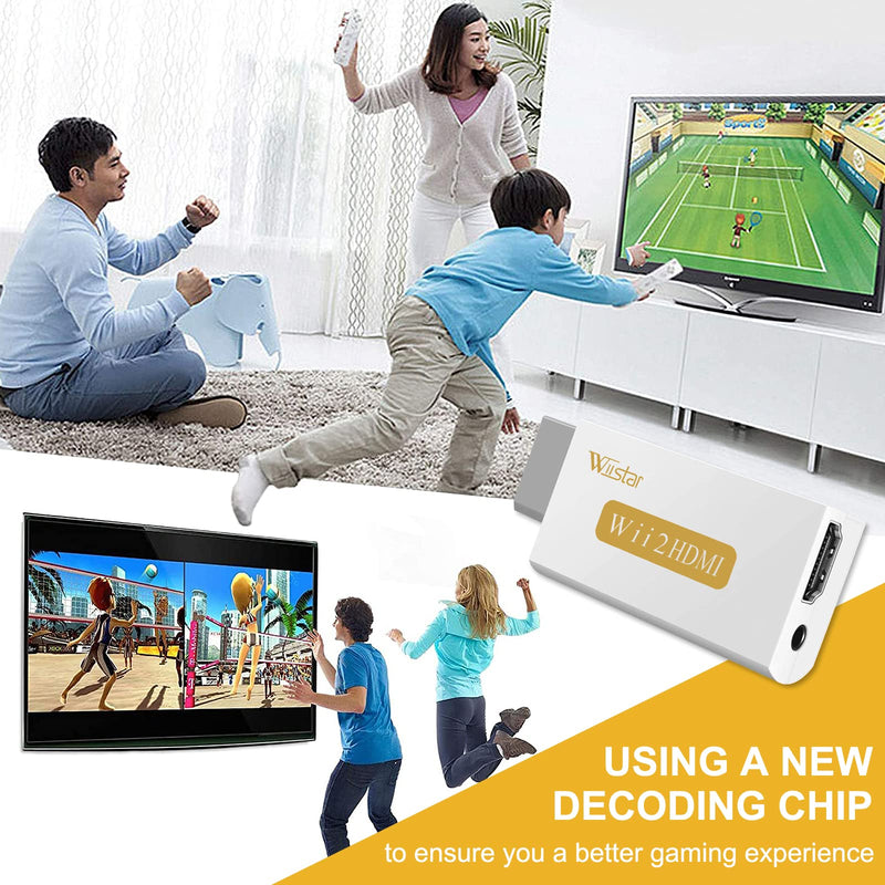 Wii to HDMI Converter Adapter 1080P with 3.5mm Jack Audio Output Supports All Wii Display Modes Compatible with Wii U, HDTV, Monitor