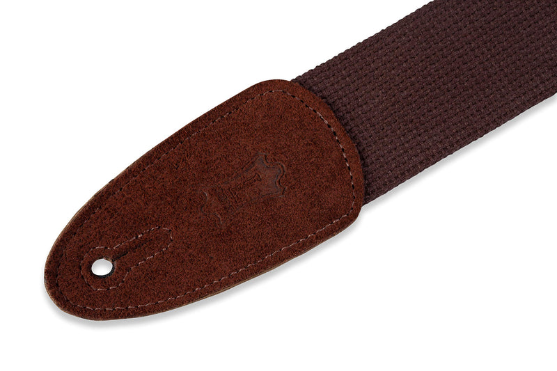 Levy's Leathers 2" Cotton Guitar Strap with Suede Ends and Tri-glide Adjustment, Adjustable to 58"; Brown (MC8-BRN)