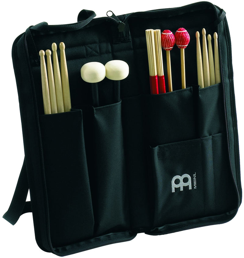 Meinl Percussion Drum Stick Bag with Extra Outside Pocket and Floor Tom Hooks – For Mallets, Brushes and Other Common Accessories As Well, The Horns Design, Black (MSB-2)