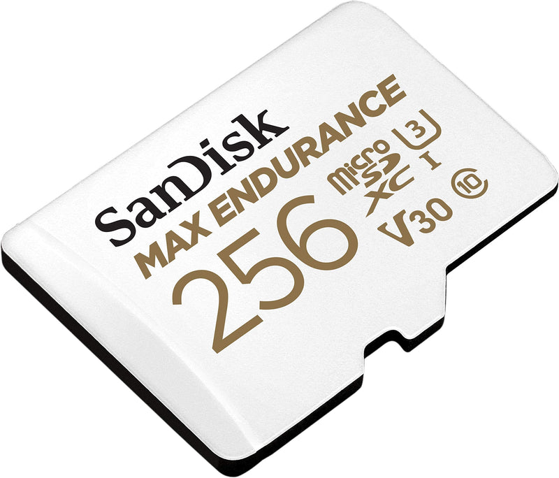 SanDisk 256GB MAX Endurance microSDXC Card with Adapter for Home Security Cameras and Dash cams - C10, U3, V30, 4K UHD, Micro SD Card - SDSQQVR-256G-GN6IA