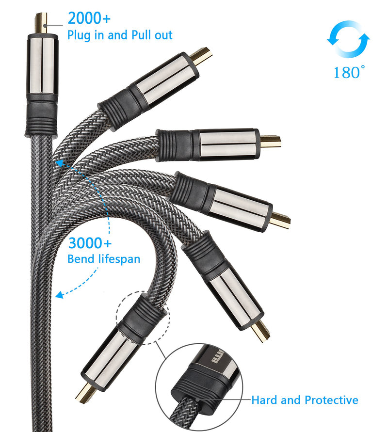 4K HDMI Cable/HDMI Cord 15ft - Ultra HD 4K Ready HDMI 2.0 (4K@60Hz 4:4:4) - High Speed 18Gbps - 28AWG Braided Cord-Ethernet /3D / ARC/CEC/HDCP 2.2 / CL3 by Farstrider 15 Feet