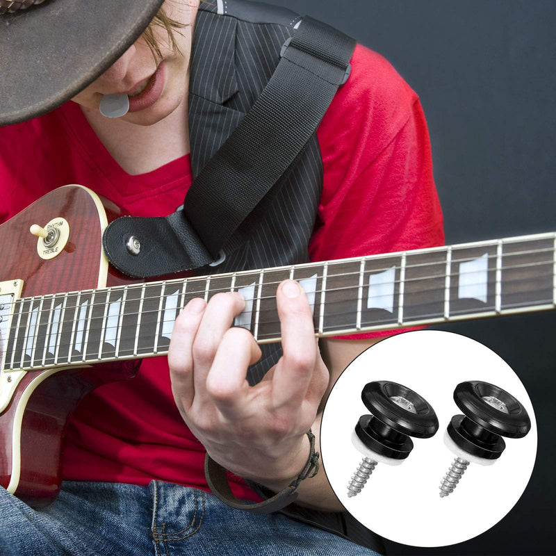 Yeshone 6 Pieces Mushrooms Head Guitar Strap Buttons Straps Locks Black Guitar Locking Pegs Strap Pins for Acoustic Electric Classical Bass Guitars Ukulele Banjo