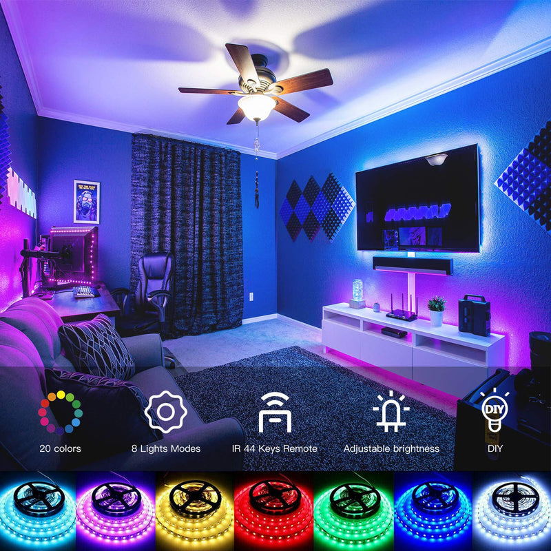 50ft Led Strip Lights, Demorex Led Lights Strip Music Sync Color Changing Ring Lights App Control and Remote Led Lights for Bedroom Party Home Decoration