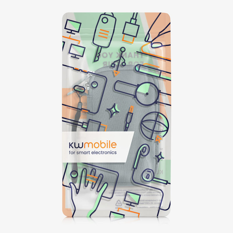 kwmobile Neoprene Phone Pouch Size XL - 6.7/6.8" - Universal Cell Sleeve Mobile Bag with Zipper, Wrist Strap - Titanium Grey XL - 6,7/6,8"
