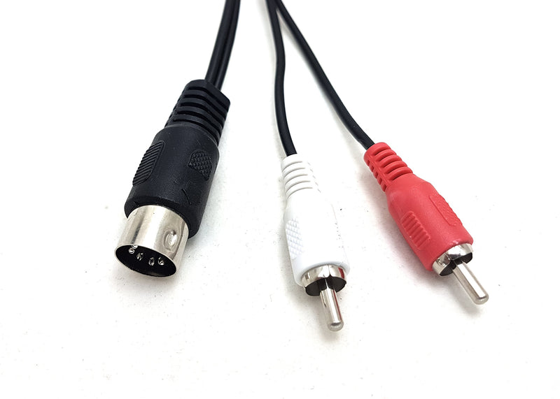 MainCore 1m Long 5-Pin Midi to x 2 RCA Phono Male Plugs Audio Cable Lead Cord