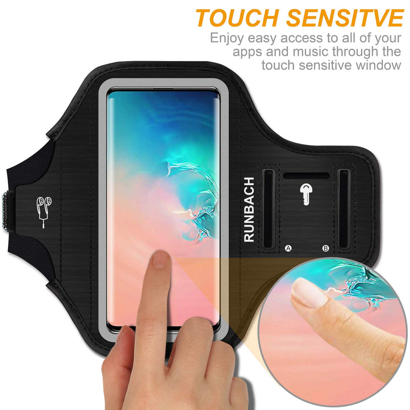 RUNBACH Sport Armband for Samsung Galaxy S10e,Sweatproof Running Exercise Bag with Key Holder and Card Slot for Jogging, Gym Workout Black