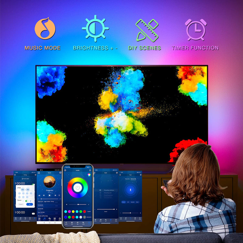 [AUSTRALIA] - DAYBETTER LED Lights for TV 65 Inch ,TV Led Backlight,15ft Led TV Lights,USB Led Strip Lights for TV 65-75 inch with Remote,Room Led Lights for Bedroom Bluetooth,HDTV Mood Lighting,Gaming Room Decor 15 ft 