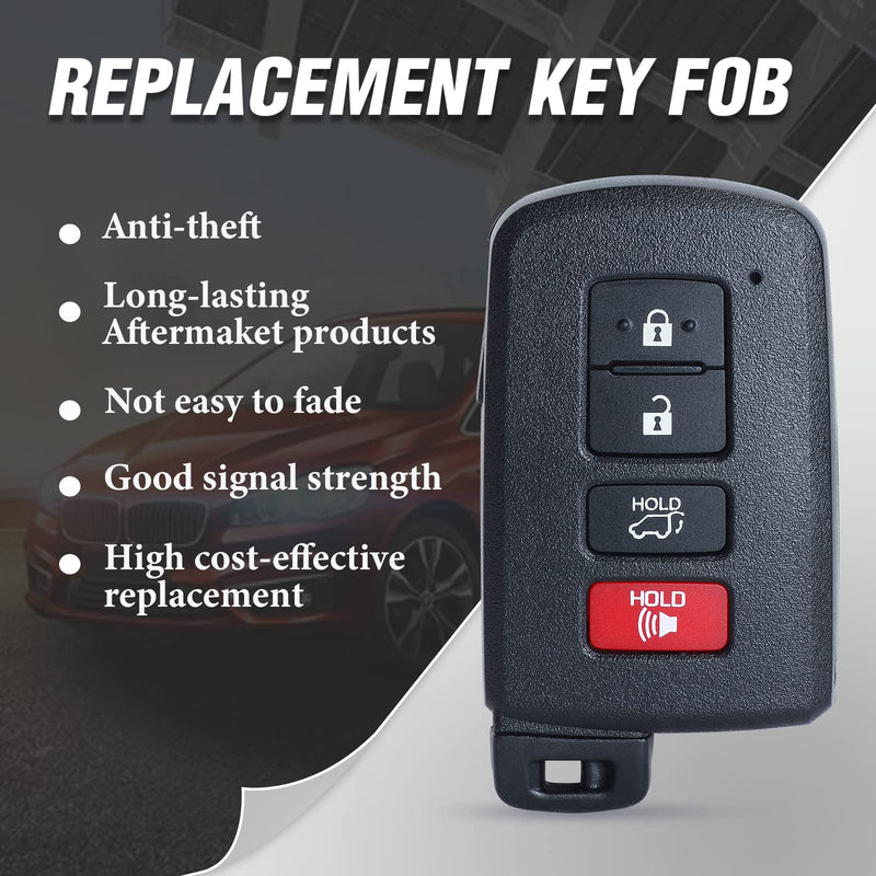 Keymall Keyless Entry Smart Prox Remote Key Fob Replacement for Toyota RAV4 2013 2014 2015 2016 2017 2018 4 Buttons 8A Chip 281451-0020 G Board FCC ID:HYQ14FBA PN:89904-0R080