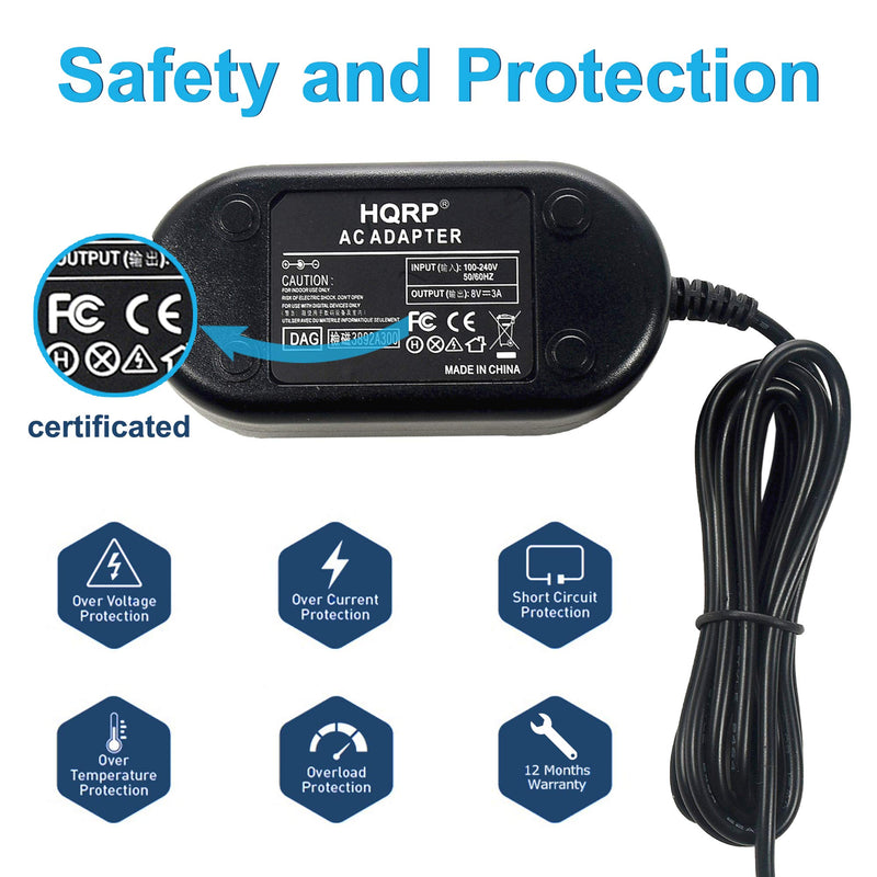 HQRP Fully Decoded AC Adapter Compatible with Canon ACK-E6 EOS 70D, EOS 7D, EOS 60D, EOS 6D, EOS 5D Mark II, EOS 5DS, EOS 5DS-R, EOS 5D Mark III, 7D Mark II, 6D Mark II Digital Camera ACKE6 DR-E6