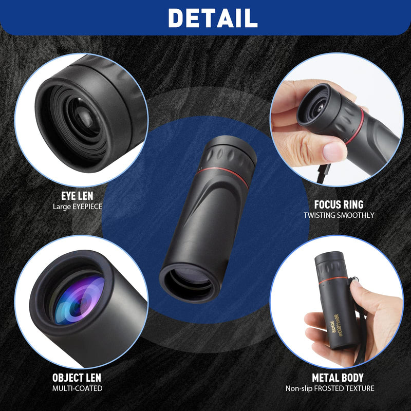 HDAJY Monocular Telescope, Upgrade 30 x 25 HD Night Vision Monocular for Stargazing, Hunting, Black