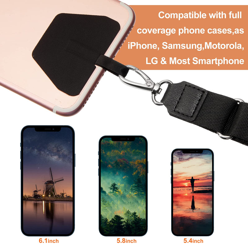 3 Pieces Universal Phone Lanyards, Adjustable Phone Neck Strap with 3 Pads Compatible with Phone Case Key Black