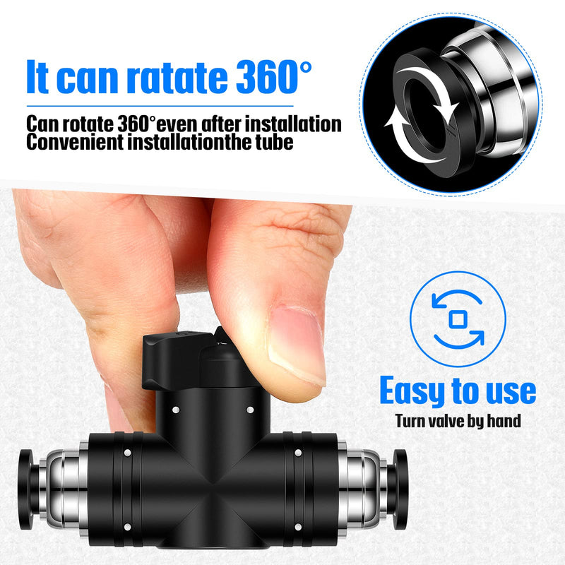 5 Pieces Pneumatic Ball Valve Push to Connect Fittings Ball Valve PVC Air Flow Control Valve Air Fittings Straight Quick Connect Union Air Quick Connect Air Hose Fittings (1/4" x 1/4" OD) 5 1/4" x 1/4" OD