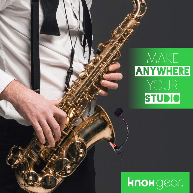 [AUSTRALIA] - Knox Clip-On Gooseneck Instrument Microphone – Condenser Mic for Sax, Clarinet, Trumpet and Percussion – Rubberized Clip, Flexible Neck, (Requires Phantom Power not Included) 