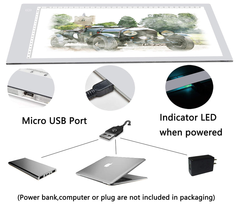 A4 Ultra-Thin Portable LED tracing Light Box Dimmable Brightness LED Art Tracing Pad for Artist Drawing Sketching Animation Stencilling and 5d Diamond Painting (Silver, A4) Silver