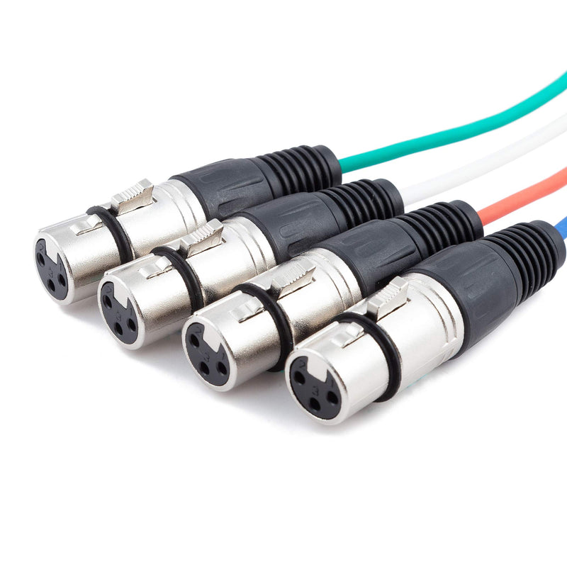 [AUSTRALIA] - 4 Channel XLR Snake, Ancable 3Ft(1m) XLR Mare to Female Audio Cable with Color Coded, Microphone Cable 