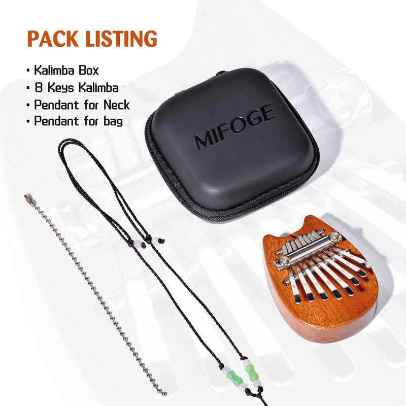 MIFOGE Mini Kalimba Thumb Piano 8Keys Wooden,Exquisite Finger Piano with Lanyard High-Quality Waterproof Protective Box,Musical Instrument,Gift for Toddler Kid Child Valentines Adult Beginners Cat Wooden