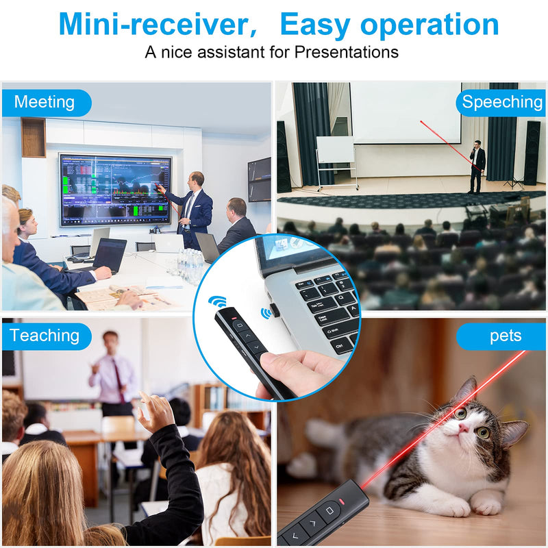 Wireless Presenter Remote, Presentation Clicker with Hyperlink & Volume Remote Control PowerPoint Office Presentation Clicker for Keynote/PPT/Mac/PC/Laptop(Battery Included) USB-Black