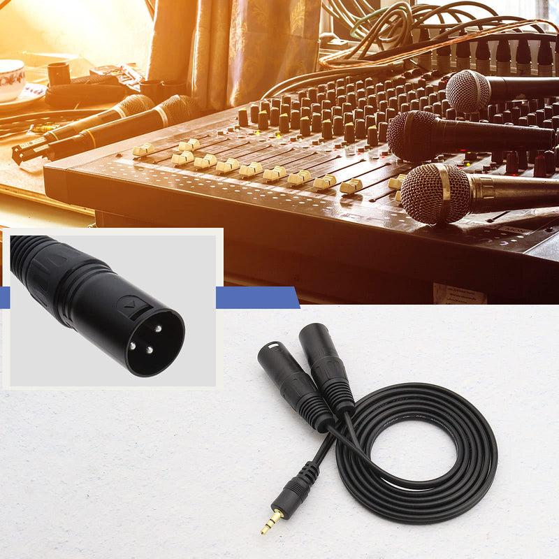 3.5mm to Dual Male 3 Pin XLR Cable 1.5m Gold Plated Interconnect Audio Microphone Cable for Mixer Microphone Audio