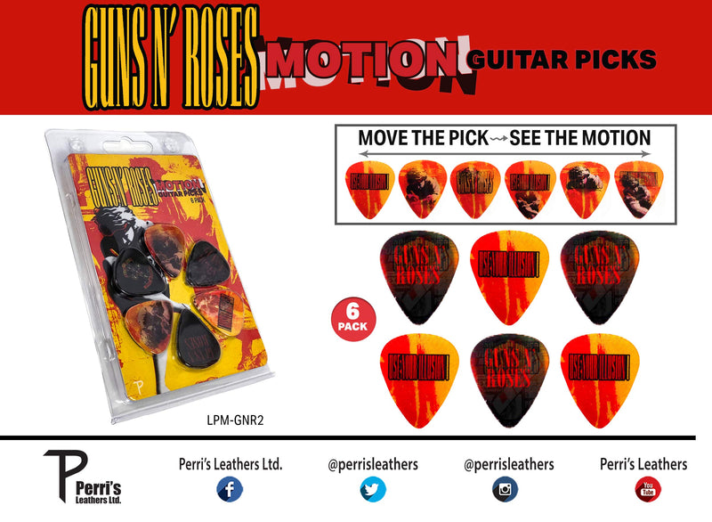 Perri's Leathers Ltd. LPM-GNR2 - Motion Guitar Picks - Guns N' Roses - Use Your Illusion - Official Licensed Product - 6 Pack - MADE in CANADA.