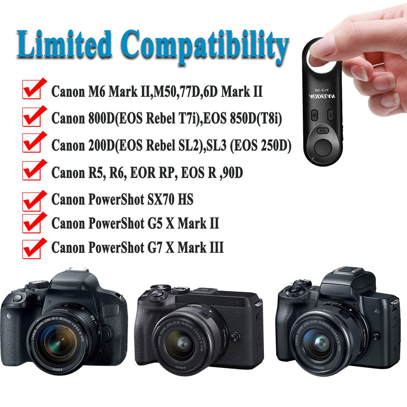 [AUSTRALIA] - AODELAN Wireless Shutter Release for Canon EOS M50,M6 Mark II,6D Mark II,T7i,77D,SL2,SL3(EOS 250D),90D,200D,EOS R,800D,Replace Canon BR-E1 Remote Control 