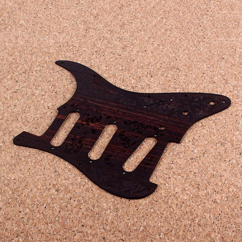 Alnicov SSS Wooden Guitar Pickguard Rosewood with Decorative Flower Pattern for Fender ST Electric Guitars