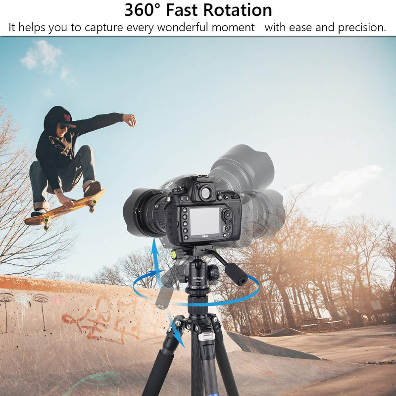 Ball Head with Handle All Metal CNC Panoramic Tripod Ball Head Camera Mount Ball Head with Two Quick Release Plates for Tripod, DSLR, Camcorder, Telescope，Max Load 22lbs/10kg